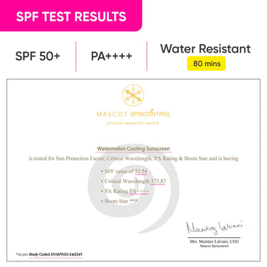 Dot & Key Watermelon Cooling Sunscreen SPF 50+ PA++++ | With Hyaluronic Acid, Instantly Cools Skin, Broad Spectrum Protection | Controls Excess Oil, Checks Tanning, No White Cast, All Skin Types | 50g